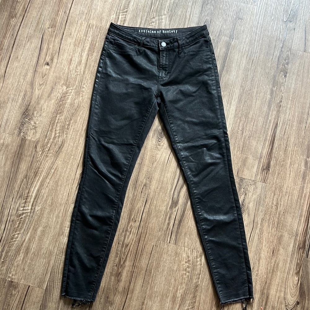 Articles of Society- thin black waxed denim